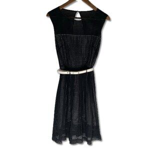 TAHARI Arthur S. Levine Grid Guipure Lace Sleeveless A-Line Dress
